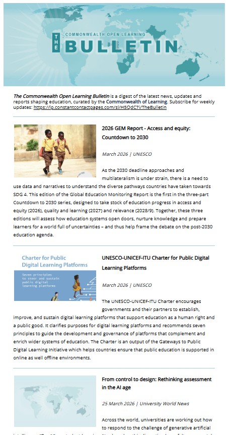 screenshot of The Bulletin for March 30 2026